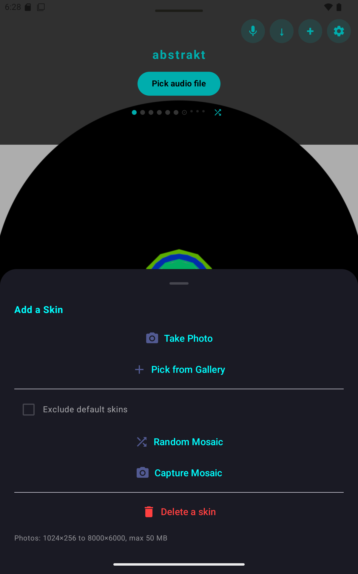 Custom skin picker — capture a mosaic into an 8×8 grid